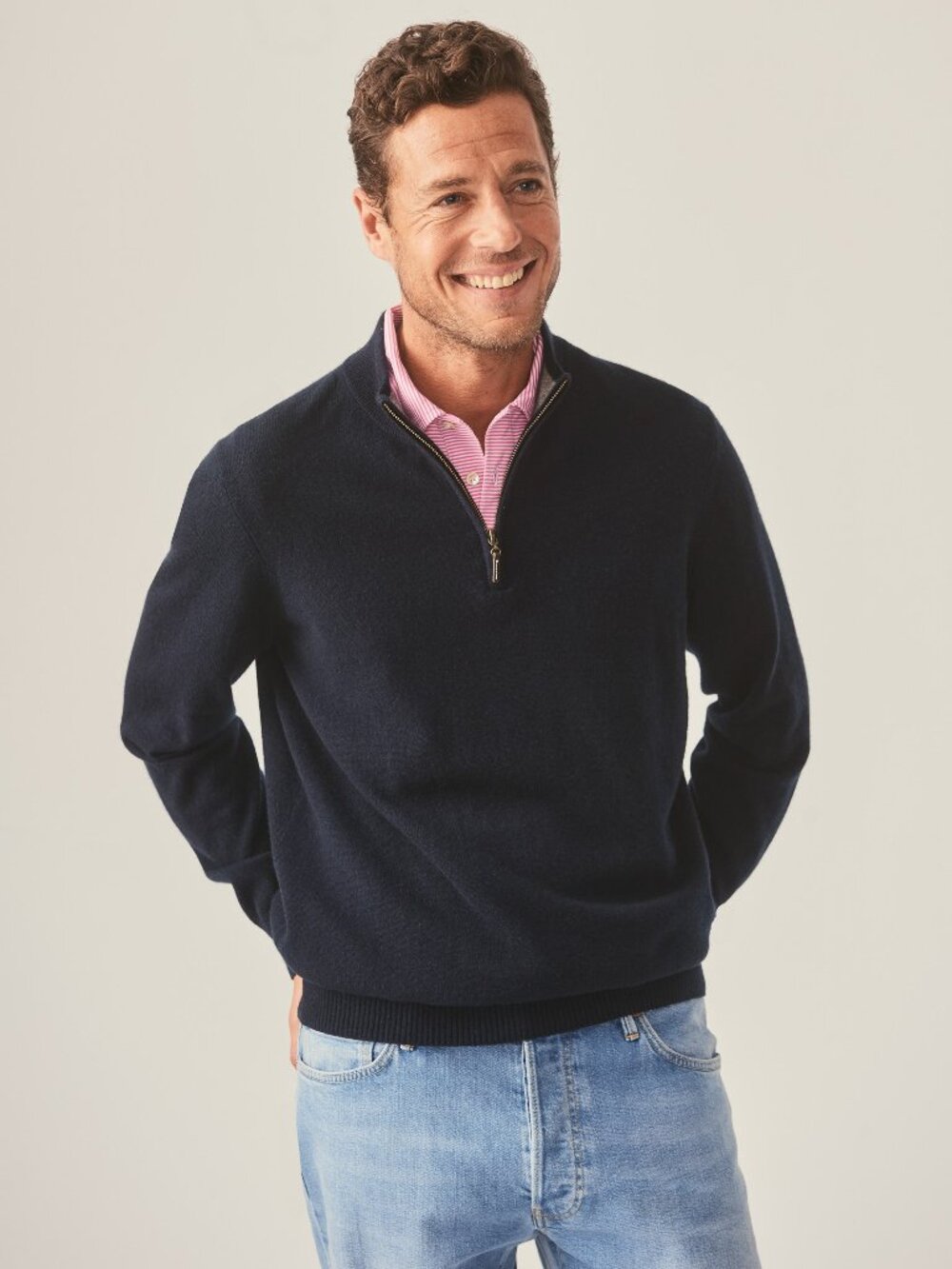 J McLaughlin Henry Cashmere 1/4 Zip - Dark Navy NEW
